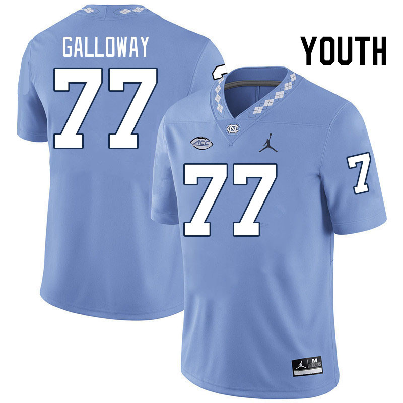 Youth #77 Hayes Galloway North Carolina Tar Heels College Football Jerseys Stitched-Carolina Blue